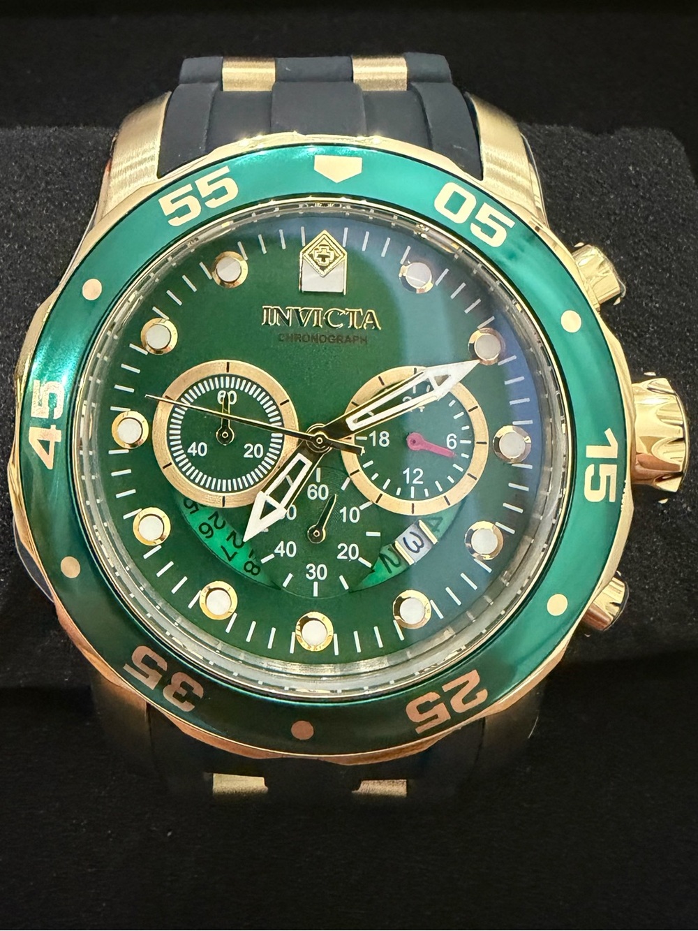 Invicta Scuba ProDiver Green and Gold Chronograph Watch